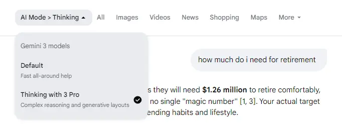 Links in a Google AI Mode result.