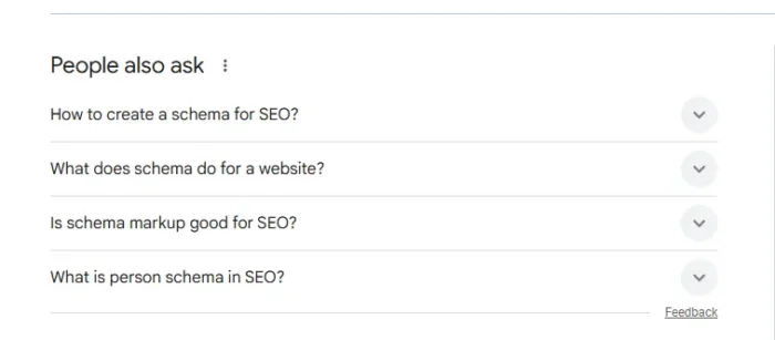 People also ask responses in Google.