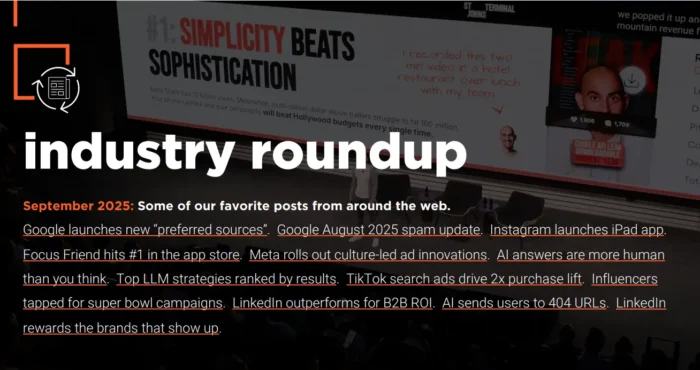 A page saying Industry Roundup September 2025.