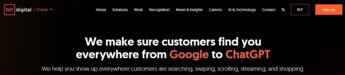 An NP Digital landing page.